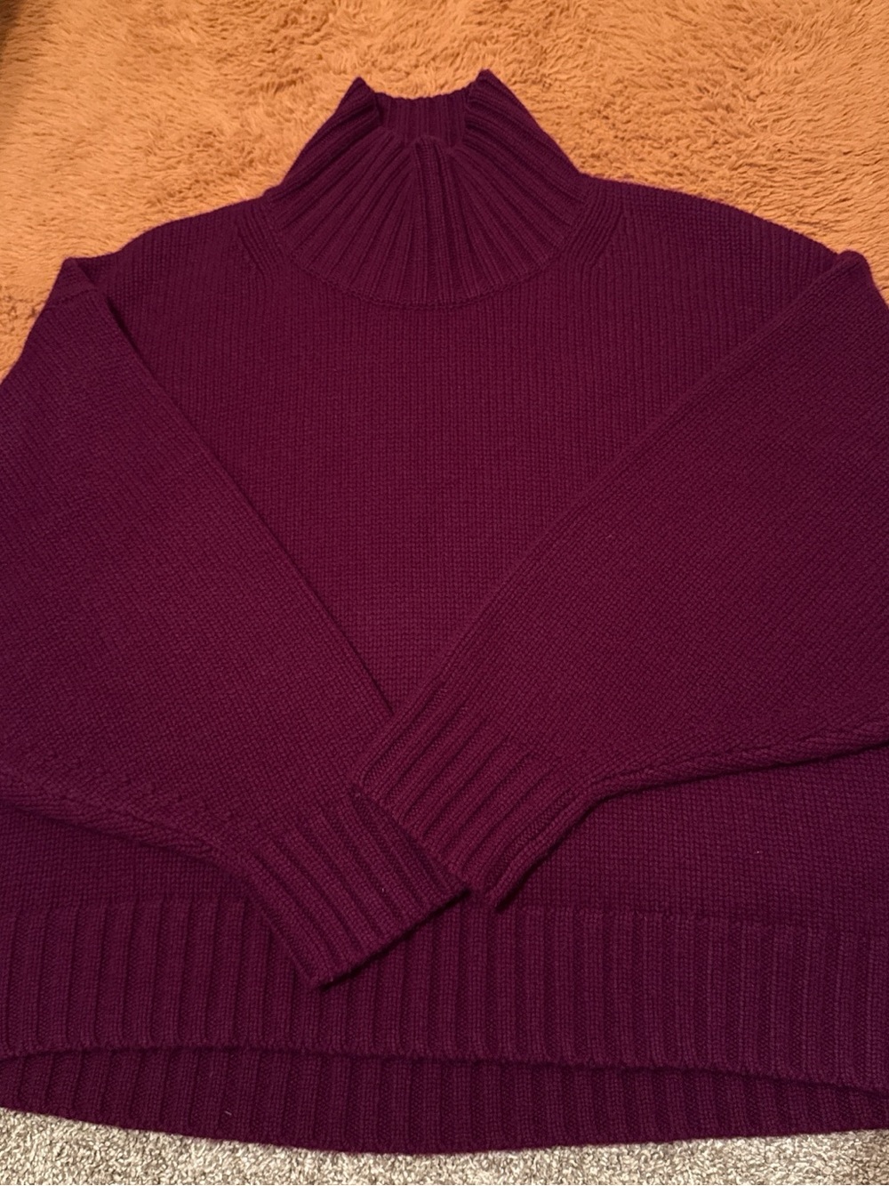 COS Chunky Pure cashmere Turtleneck Sweater in Plum